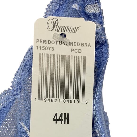 New Paramour Size 44H Peridot Unlined Scalloped Lace 3-Hook Underwire Bra - Picture 2 of 5